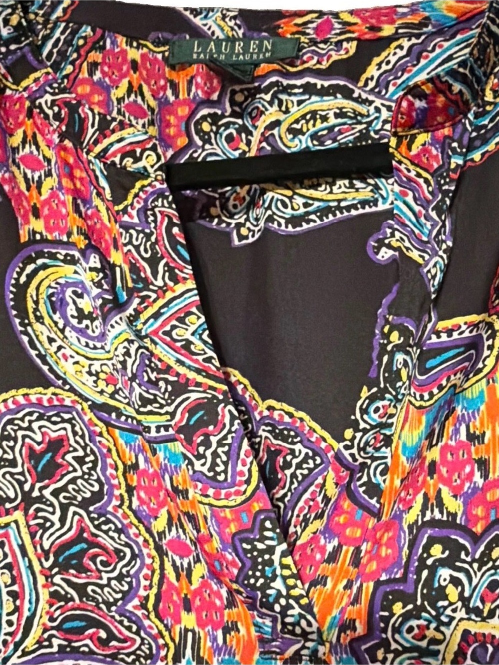 Lauren Ralph Lauren Multicolor Paisley Faux-Wrap Blouse – Women’s Size Large